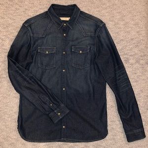 All Saints blue denim long sleeve button down